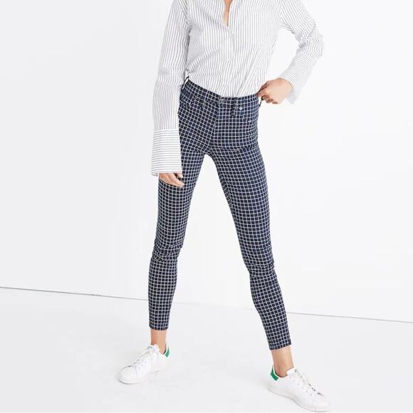 Madewell 9” High Rise Skinny Grid Pattern Windowpane Size 27 Tall - Picture 1 of 8
